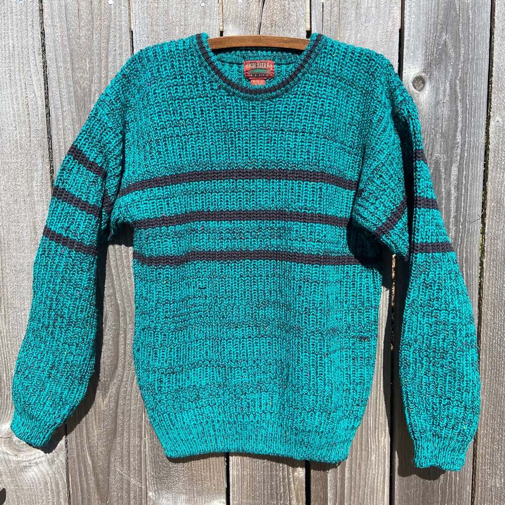 Vintage High Sierra Knit Green Striped Sweater